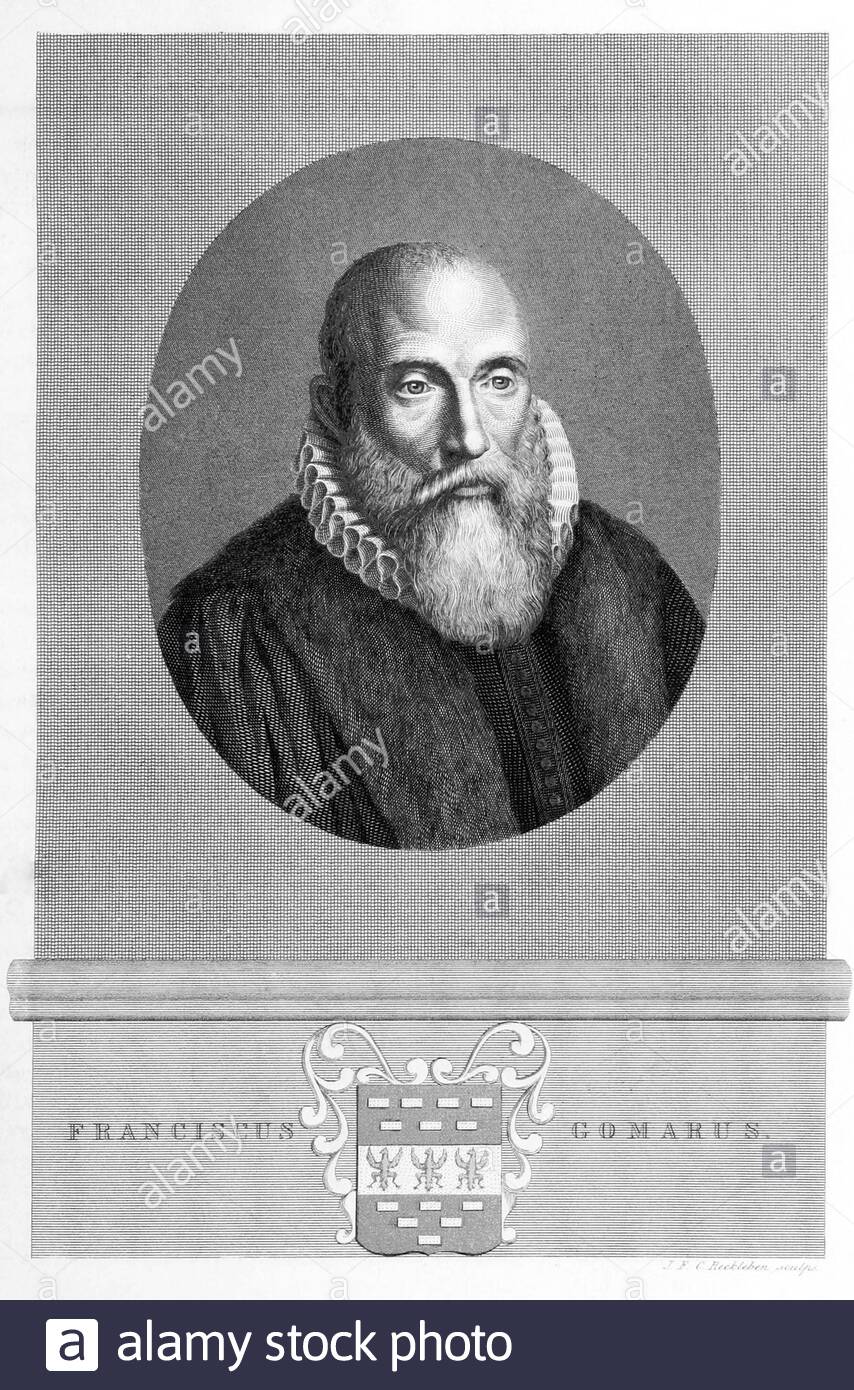 Franciscus Gomarus Portrait, 1563 – 1641, war ein niederländischer Theologe und Calvinist, Vintage Illustration von 1840 Stockfoto