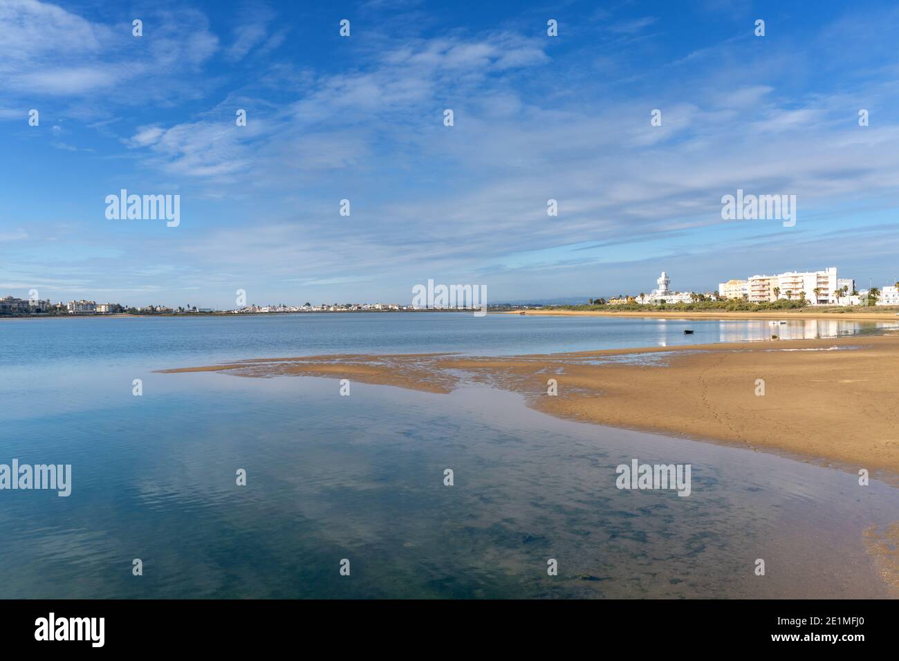 Der malerische Strand und die Lagune von Isla Cristina in Andalusien Stockfoto