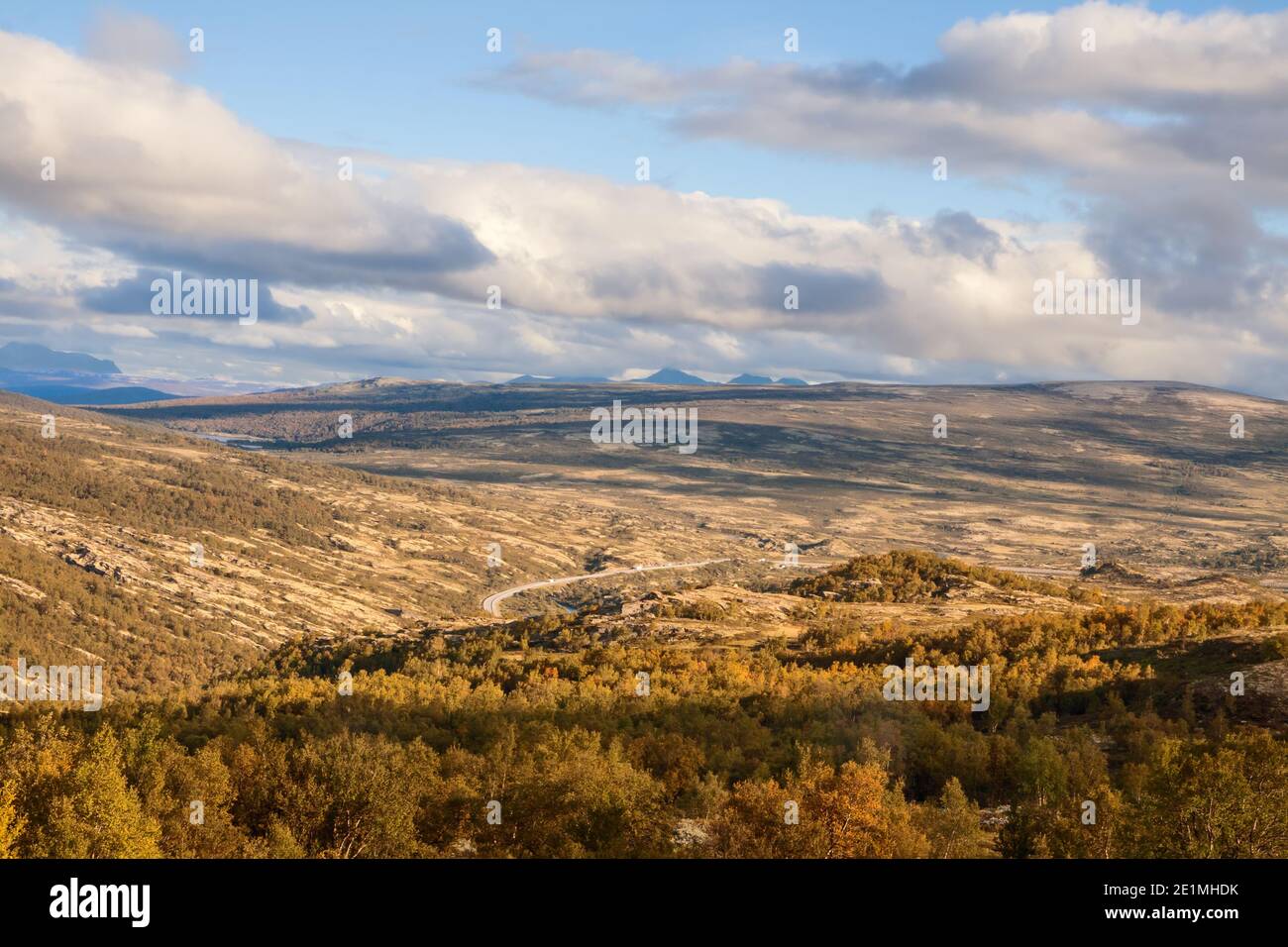 Panoramablick auf das Plateau im Dovrefjell-Sunndalsfjella Nationalpark, Norwegen Stockfoto