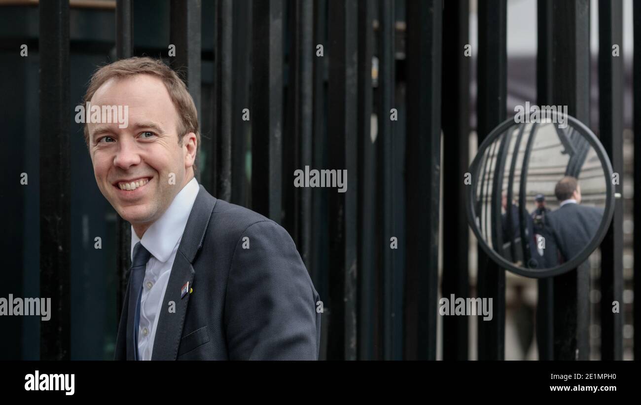 Matt Hancock, Staatssekretär für Gesundheit und Soziales, Politiker der britischen Konservativen Partei, Downing Street, London Stockfoto