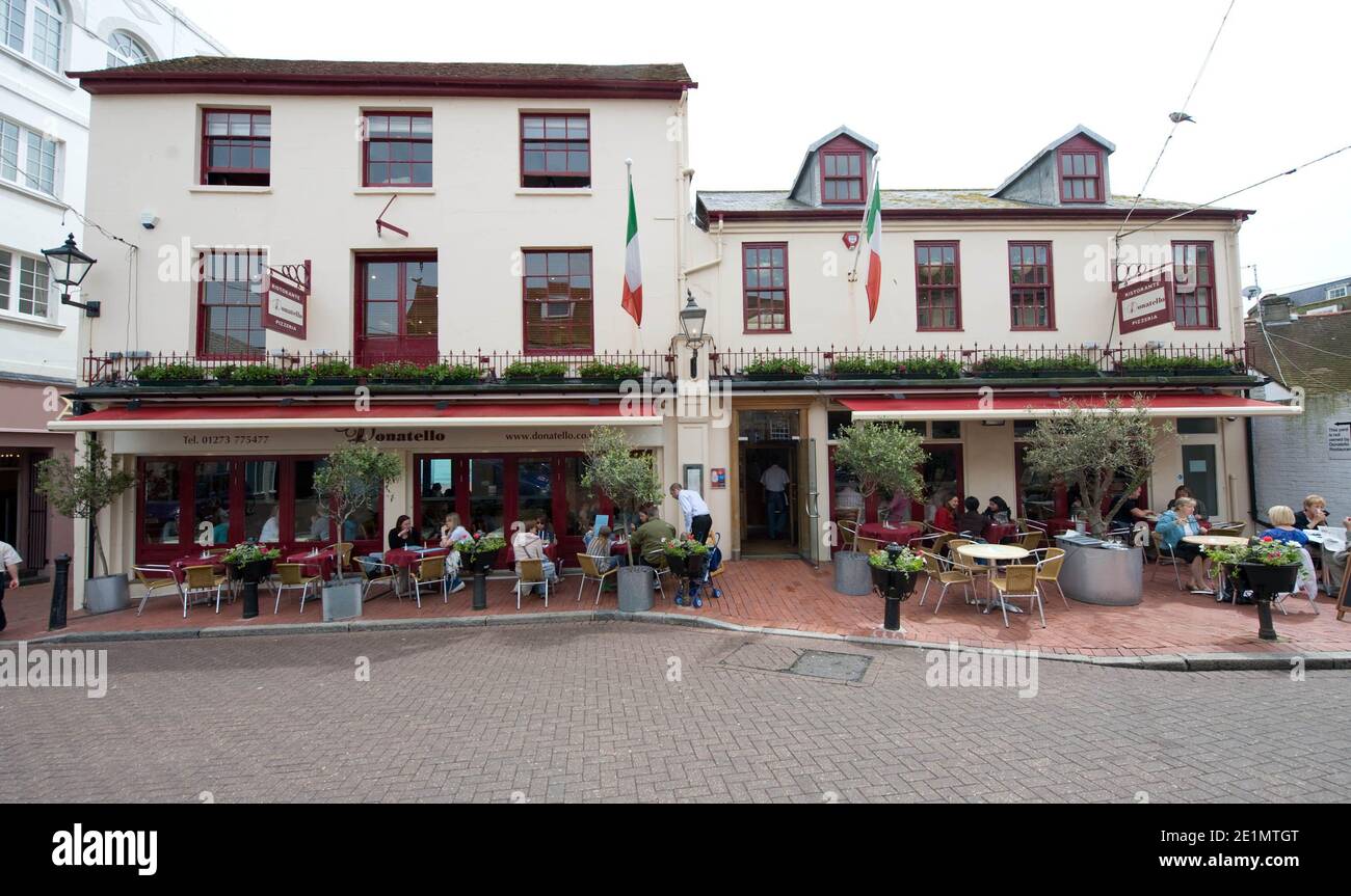 Donatello Pizzeria Restaurant in der Lanes, Brighton, wo Berühmtheit Katie Price (Jordanien) isst oft. Im Besitz von Brighton Millionär Geschäftsfrau Sue Addis. Stockfoto