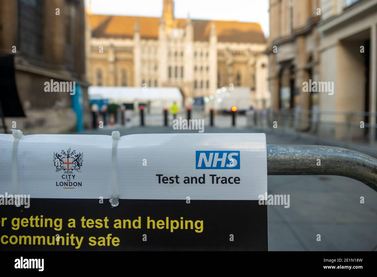 London - Januar 2021: NHS Test and Trace Centre in der City of London gegründet, um die Covid 19 Coronavirus Pandemie zu bekämpfen Stockfoto