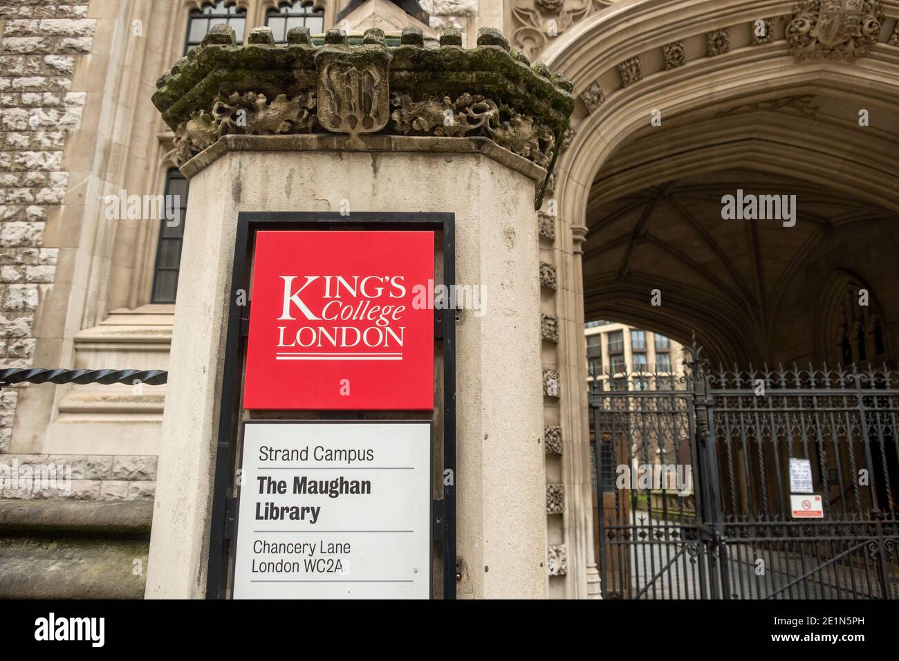 London - King College London. Eine weltweit renommierte öffentliche Forschungsuniversität. Stockfoto