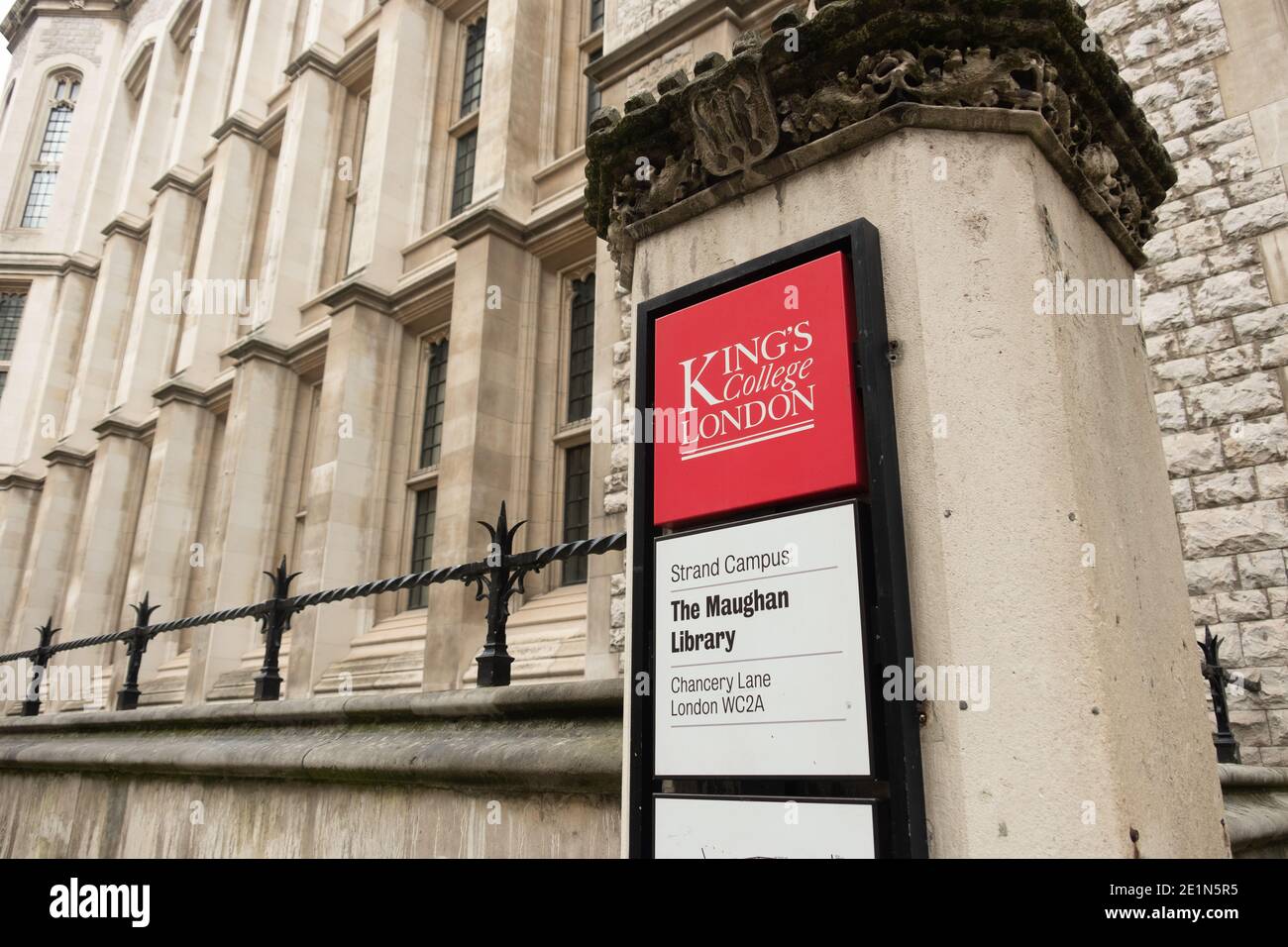 London - King College London. Eine weltweit renommierte öffentliche Forschungsuniversität. Stockfoto