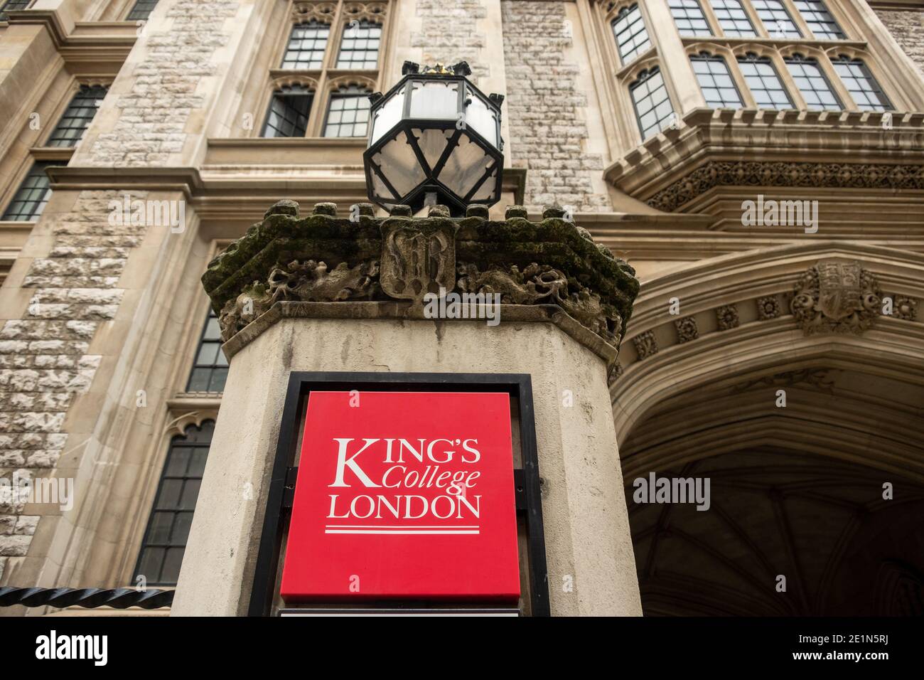 London - King College London. Eine weltweit renommierte öffentliche Forschungsuniversität. Stockfoto