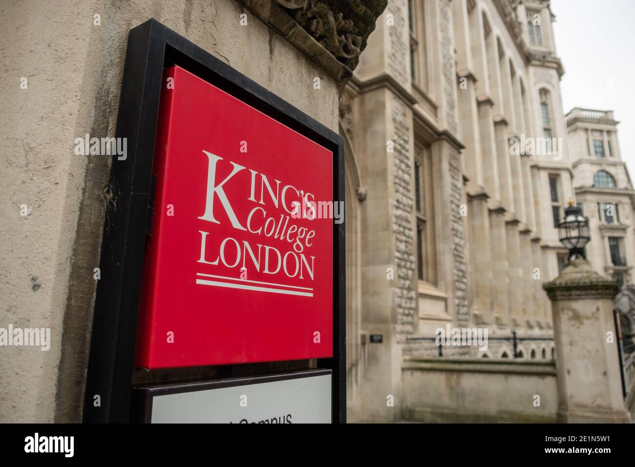 London - King College London. Eine weltweit renommierte öffentliche Forschungsuniversität. Stockfoto