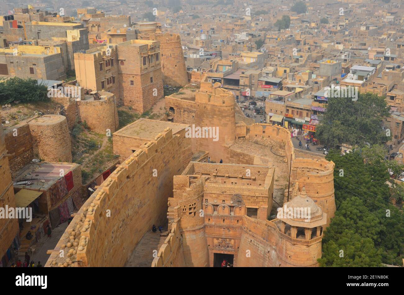 Massive Eingang von Jaisalmer Fort in Rajasthan Stockfoto