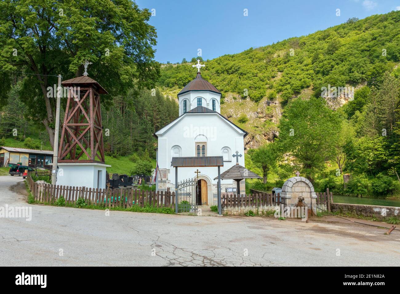 Ethno Dorf Stitkovo, beliebtes Touristenziel. Serbien Stockfoto