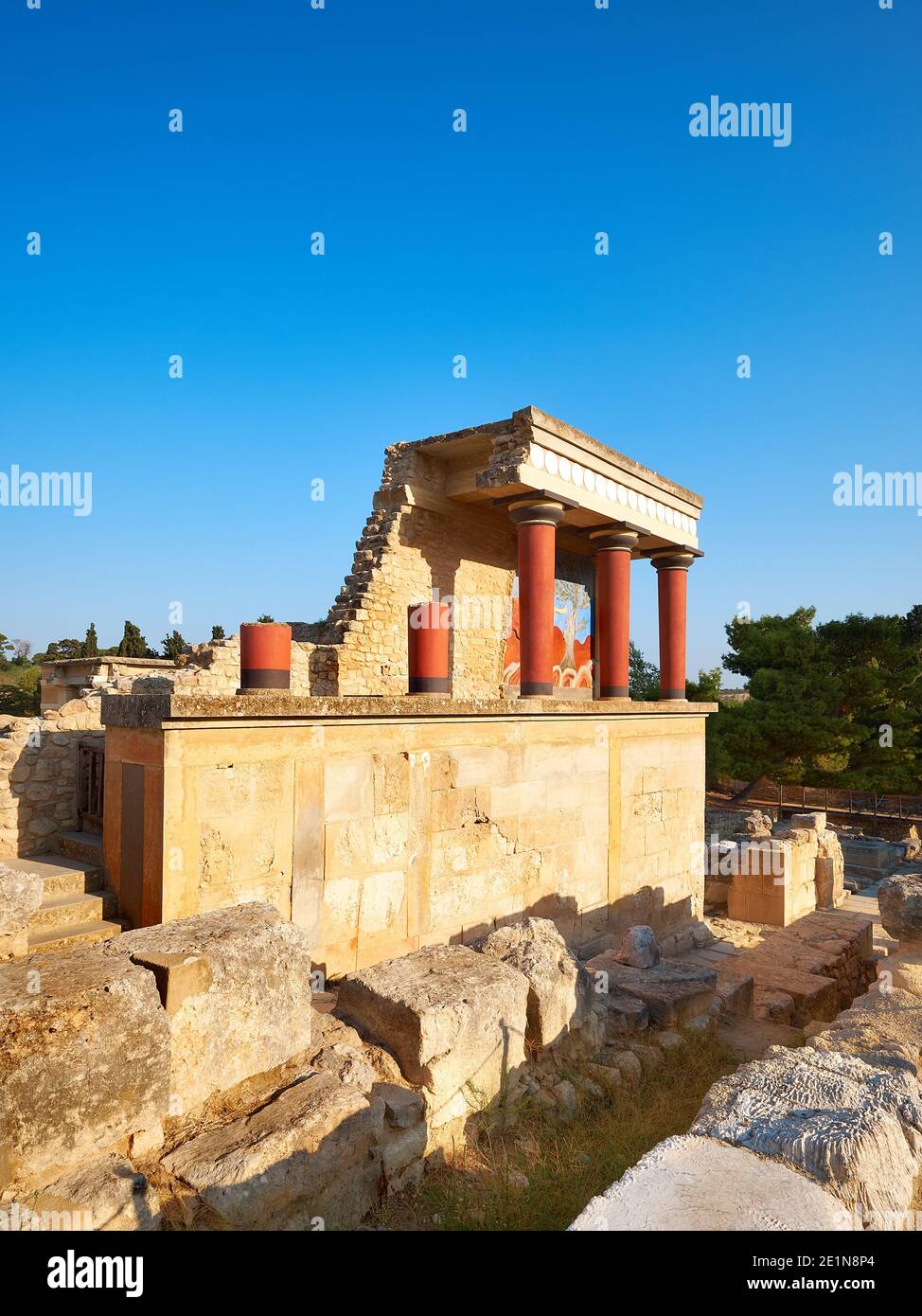 Tempel von Cnossos. Der Nordportico in Knossos, Kreta, Griechenland. Stockfoto