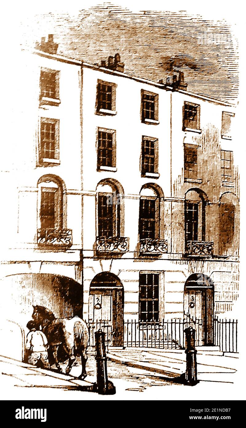 MYLNE STREET HOUSE.die Morde in Stanfield Hall, Norfolk, England, war ein berüchtigter viktorianischer Doppelmord am 28. November 1848.die Opfer, Isaac Jermy und sein Sohn Jermy Jermy wurden auf der Veranda und im Flur ihres Herrenhauses erschossen. Sie wurden von James Bloomfield Rush (1800–1849), einem Pächter auf der Potash Farm, ermordet, der ein hinterhältiges Schema durchgeführt hatte, um die Familie zu betrügen und sie zu ermorden. Er wurde vor Gericht gestellt und am 21. April 1849 in Norwich Castle gehängt. Die unwissende Komplizin war Emily Sandford, ihre Gouvernante und Rush's schwangere Geliebte. Stockfoto