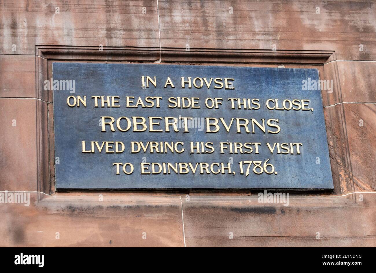 Robert (Rabbie) Burns Plakette in Edinburgh, Schottland. Stockfoto