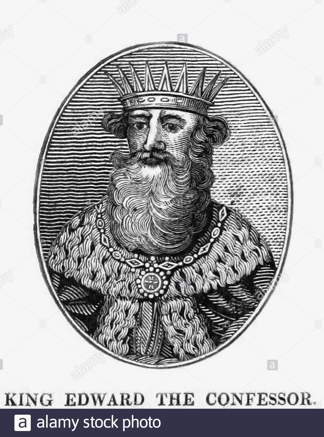 König Edward der Beichtvater, c1003 – 1066, war einer der letzten angelsächsischen Könige von England, als der letzte König des Hauses Wessex, er regierte von 1042 bis 1066, Vintage-Illustration von 1813 Stockfoto