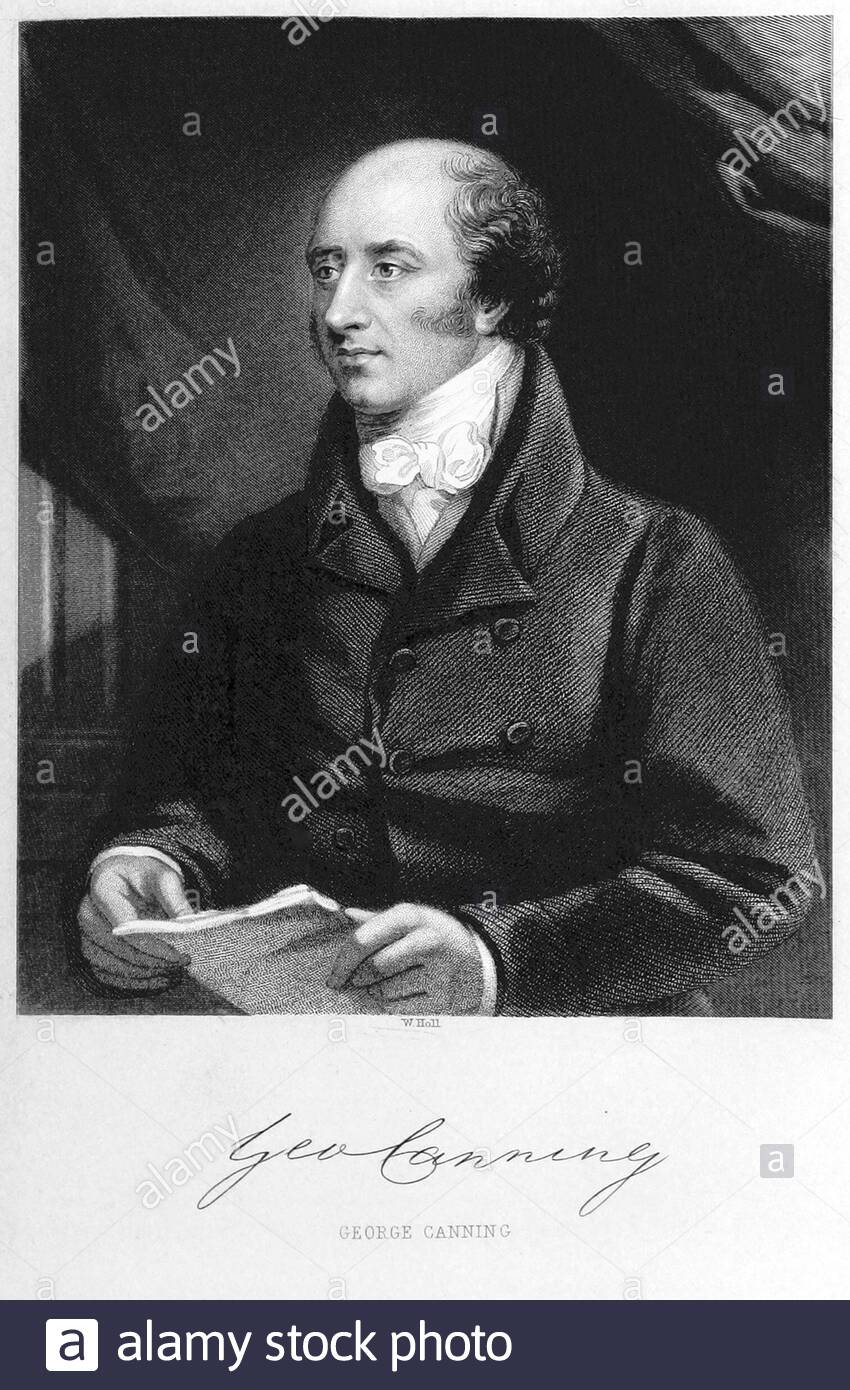 George Canning Portrait, 1770 – 1827, war ein britischer Tory Staatsmann, der von April bis August 1827 als Premierminister des Vereinigten Königreichs diente, Vintage Illustration von 1863 Stockfoto