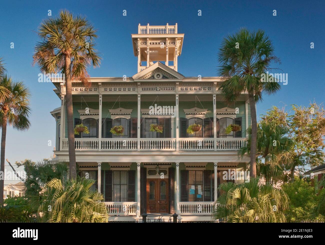 Julius Ruhl House, Italianate Design, erbaut 1875, auf Sealy Avenue East End Historic District, Galveston, Texas, USA Stockfoto