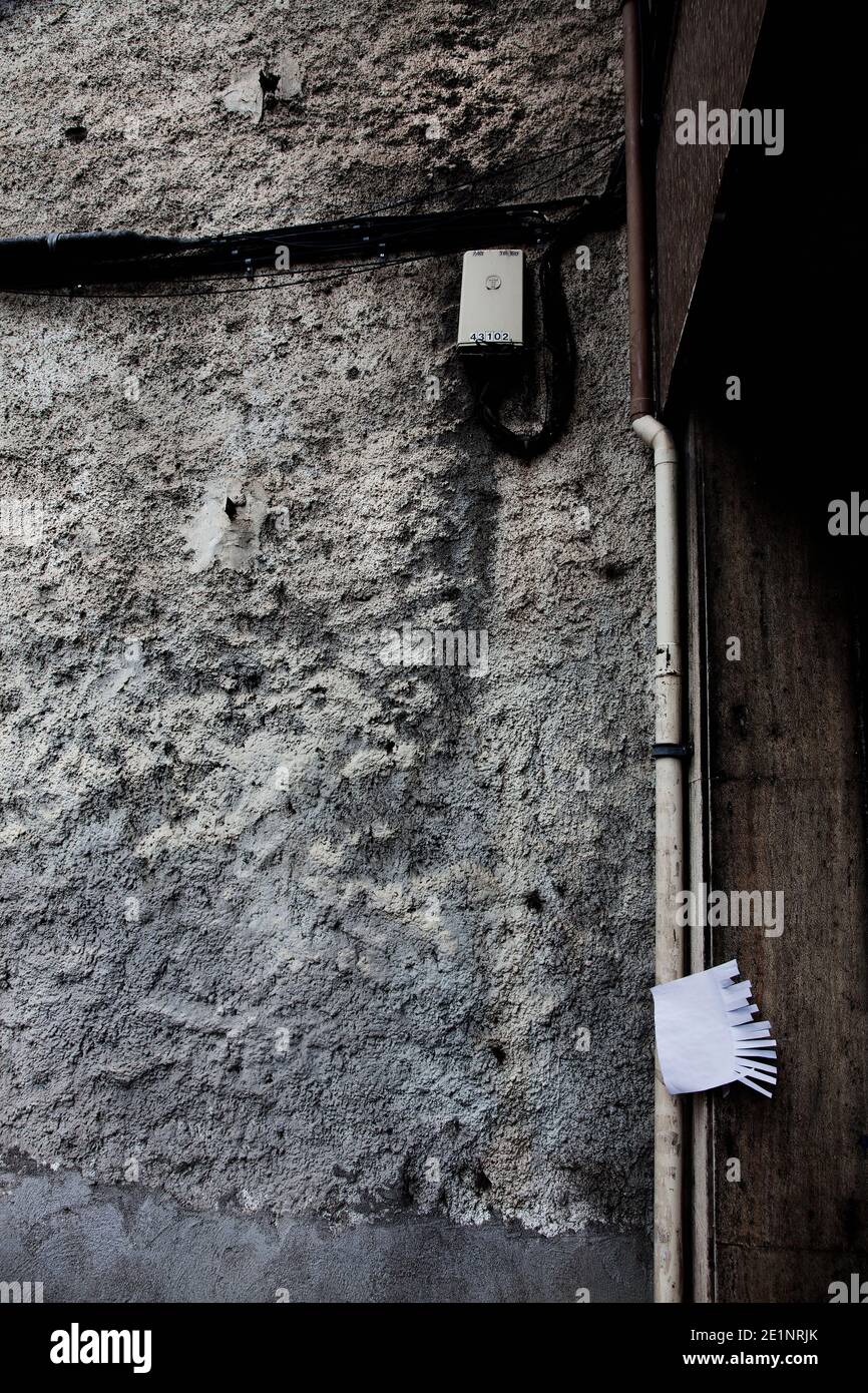 Detail der Außenwand, Barcelona, Spanien. Stockfoto