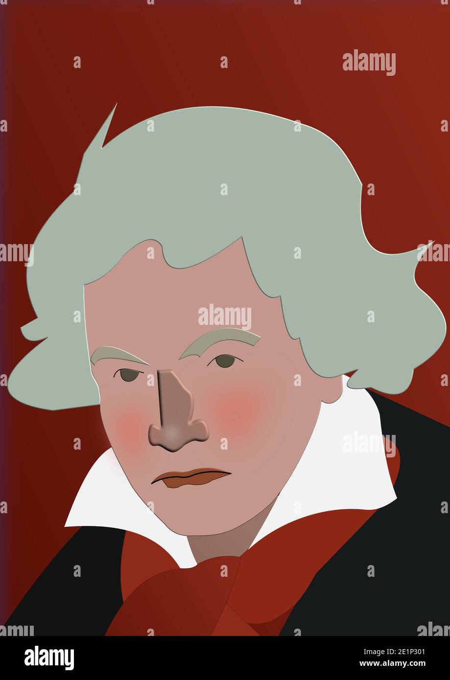 Beethoven-Karikatur. Stockfoto