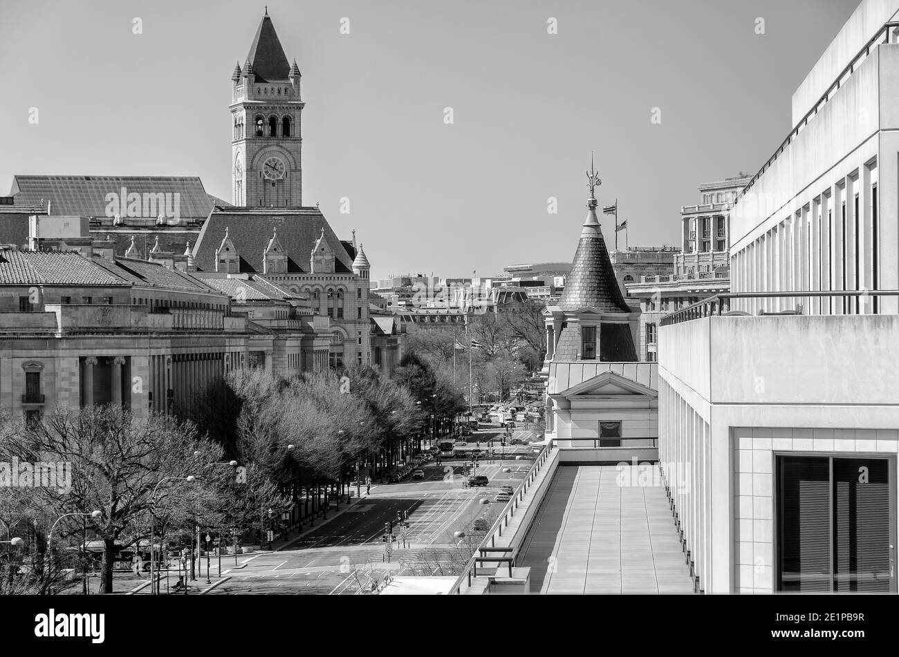 Stilisierte Ansicht aus dem Newseum in Washington, DC Stockfoto