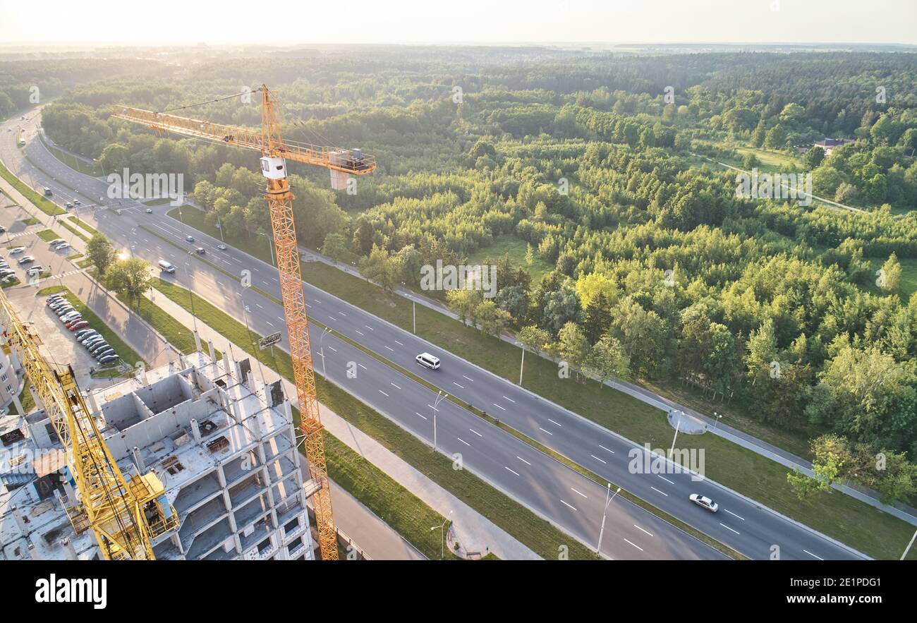 Gebäudehausstil. Bauen Sie neue Wohnung Luftbild Stockfoto