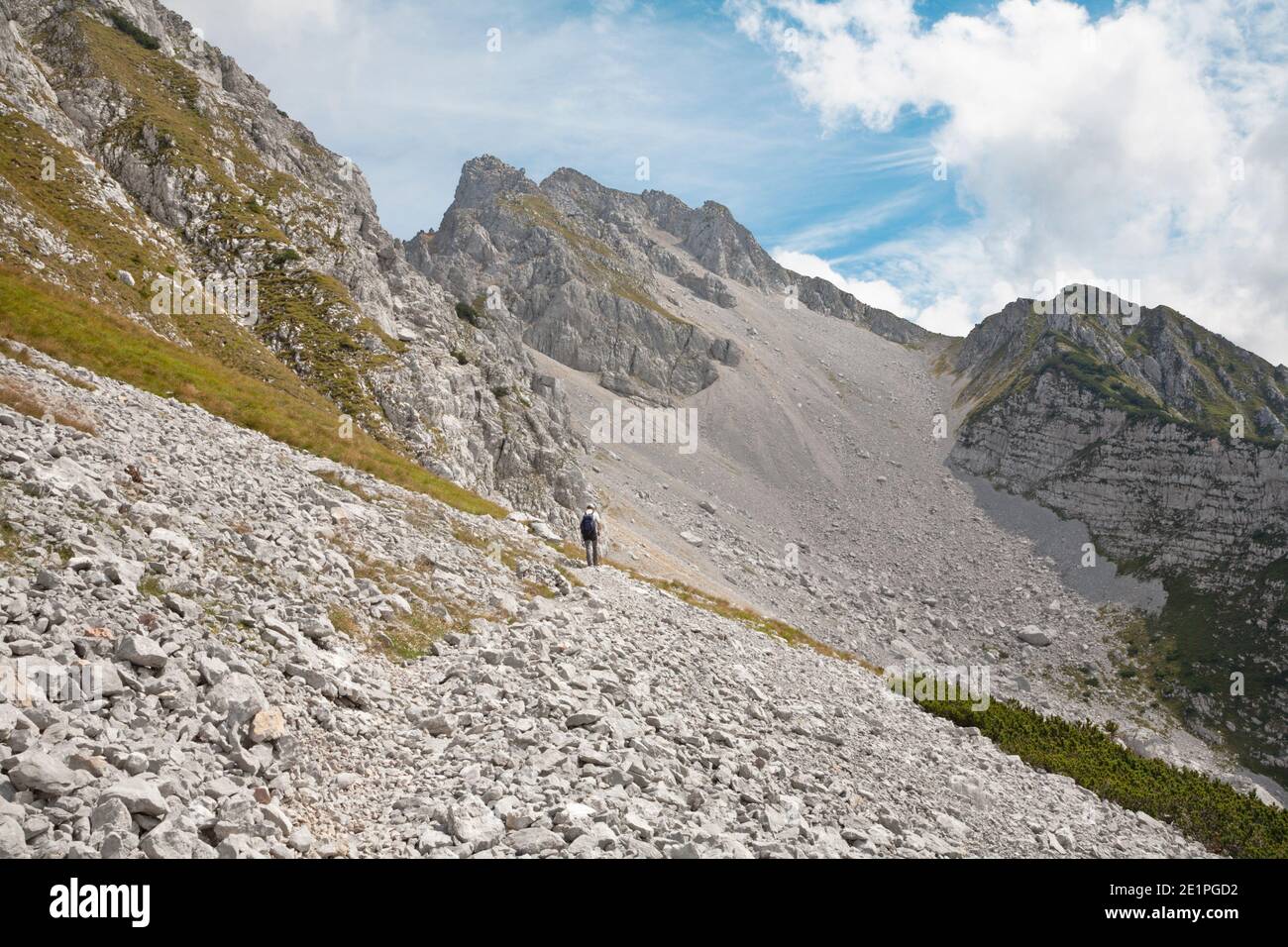 Die Kamnik - Savinja alpen - der Aufstieg zum Vrtaca Gipfel. Stockfoto