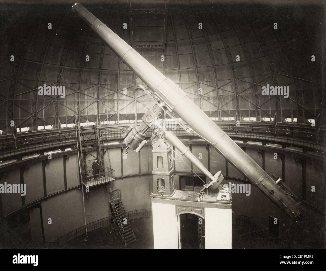 Vintage 19. Jahrhundert Foto: France c.1890 - großes Teleskop im Observatorium von Nizza. Stockfoto