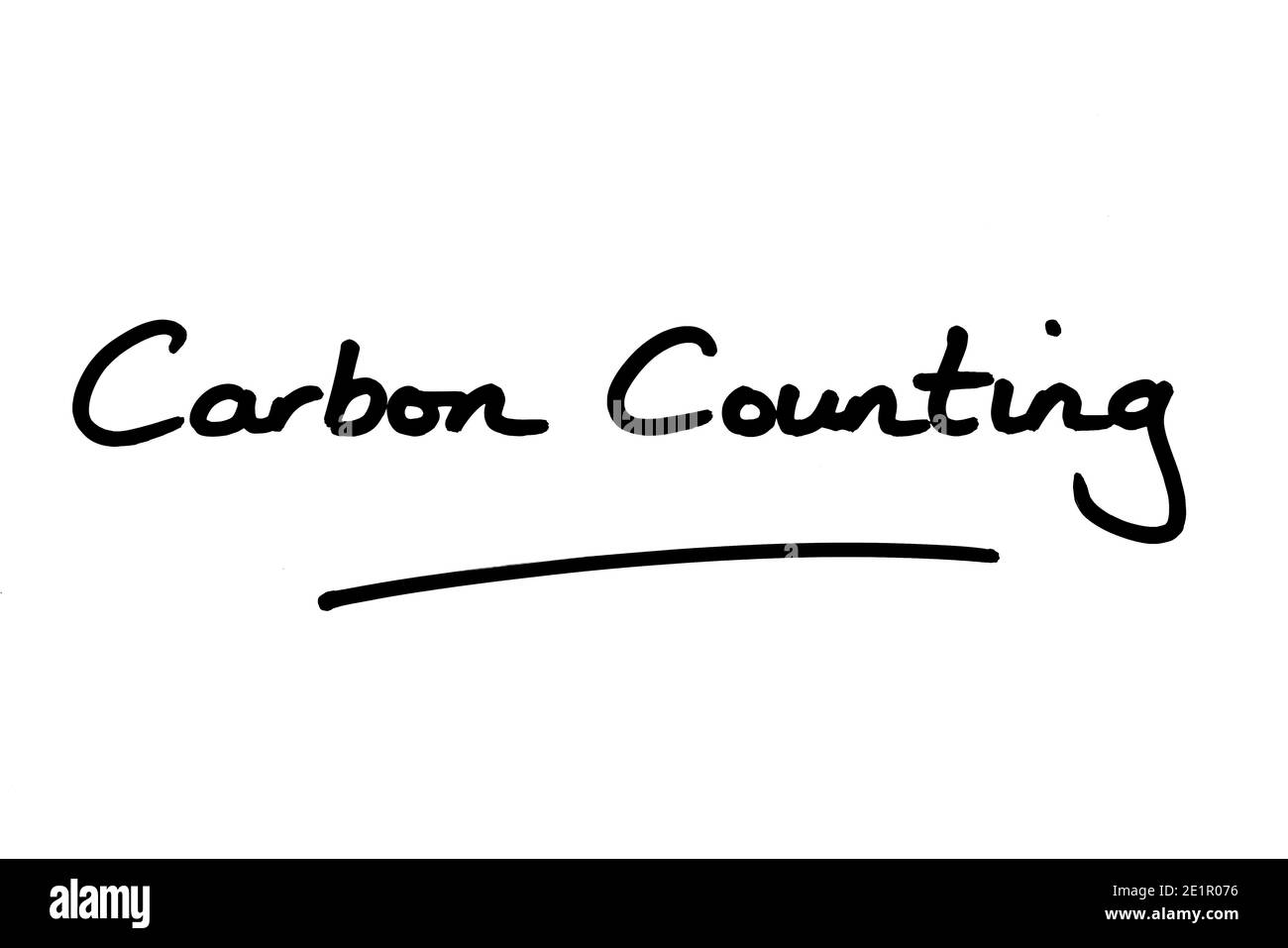 Carbon-Zählung handgeschrieben auf weißem Hintergrund. Stockfoto