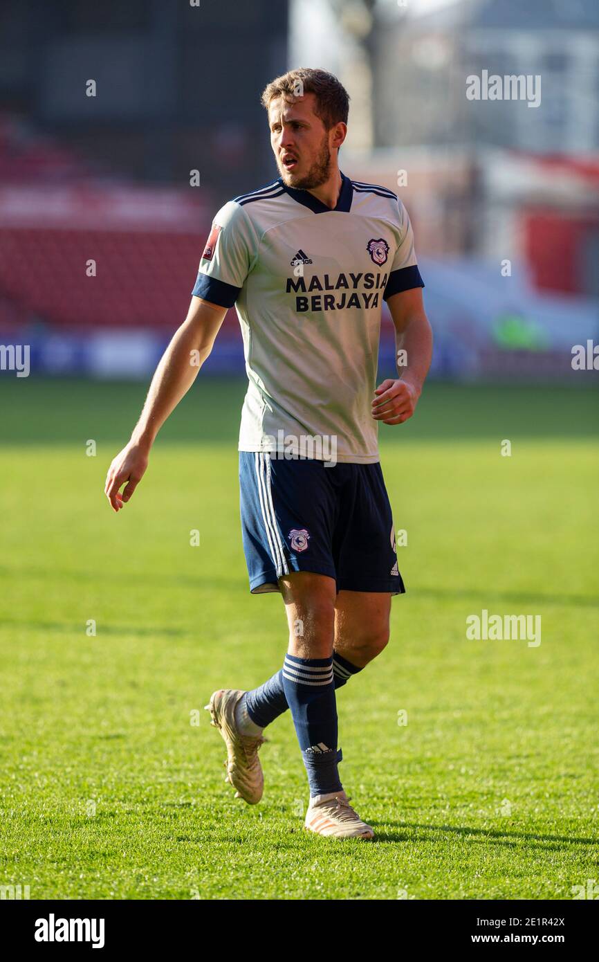 9. Januar 2021; City Ground, Nottinghamshire, Midlands, England; English FA Cup Football, Nottingham Forest gegen Cardiff City; will Vaults von Cardiff City Stockfoto