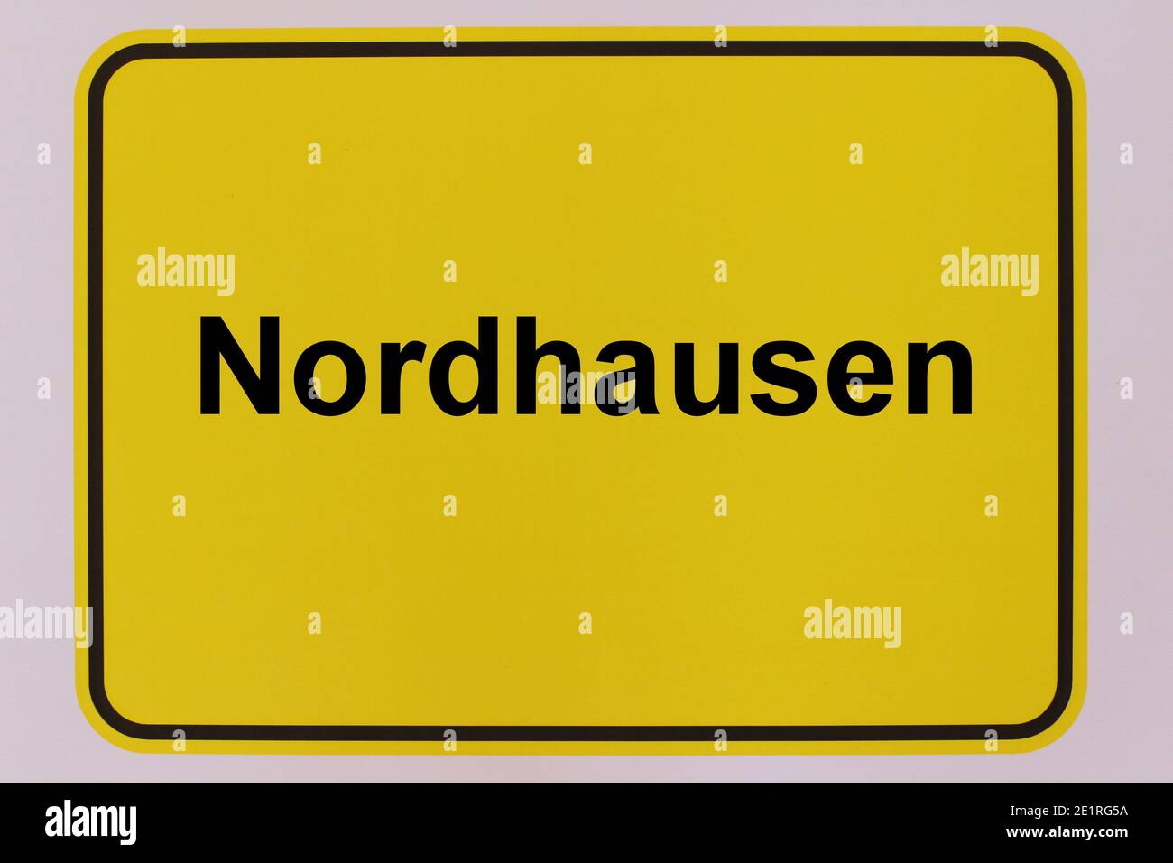 Illustration eines Stadteingangsschildes der Stadt Nordhausen in Thüringen Stockfoto