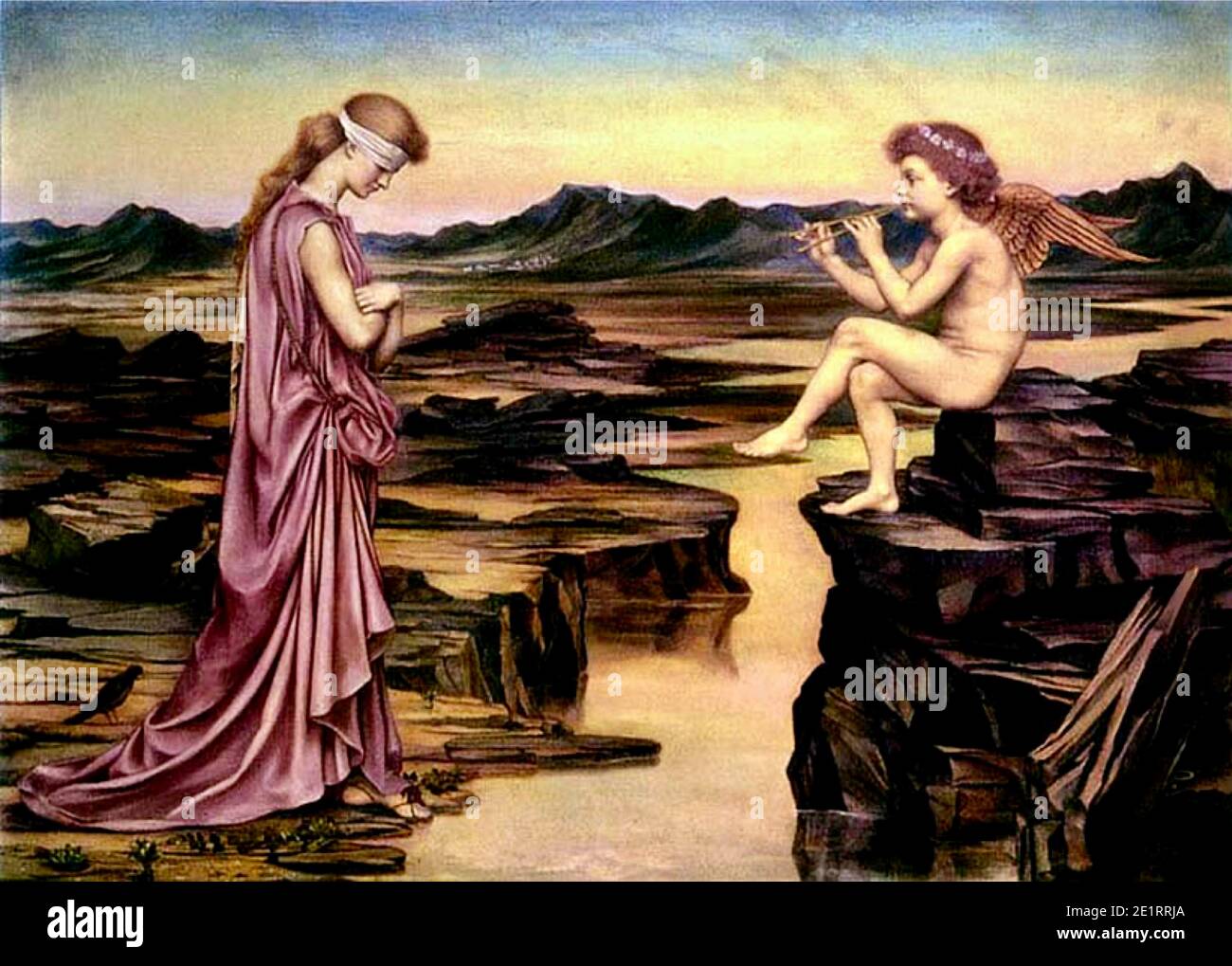 Evelyn de Morgan Kunstwerk mit dem Titel Love the Irreader von 1889. Stockfoto