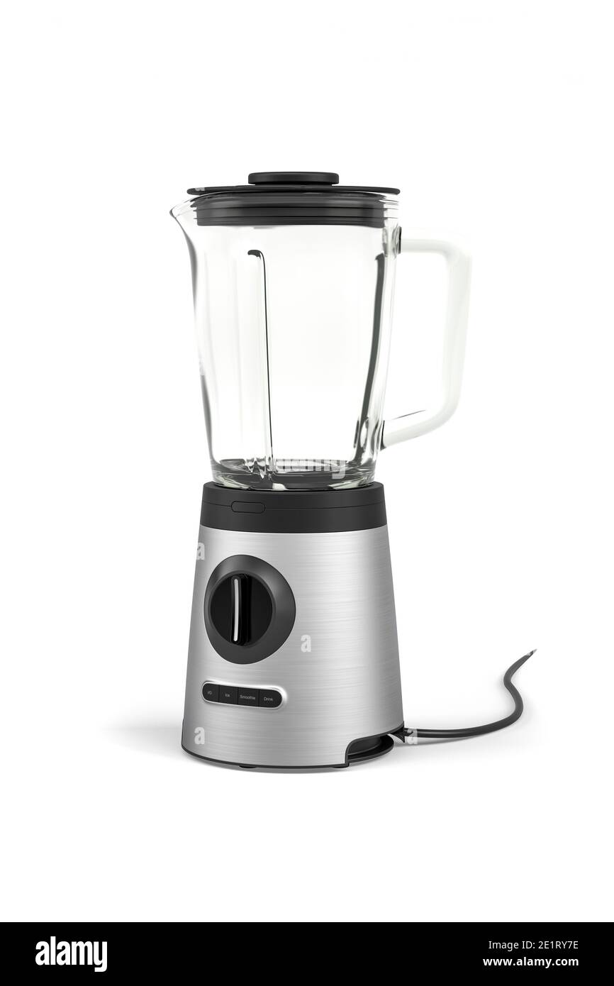 Ein silberner Mixer isoliert auf einem weißen Hintergrund - 3d Rendern Stockfoto