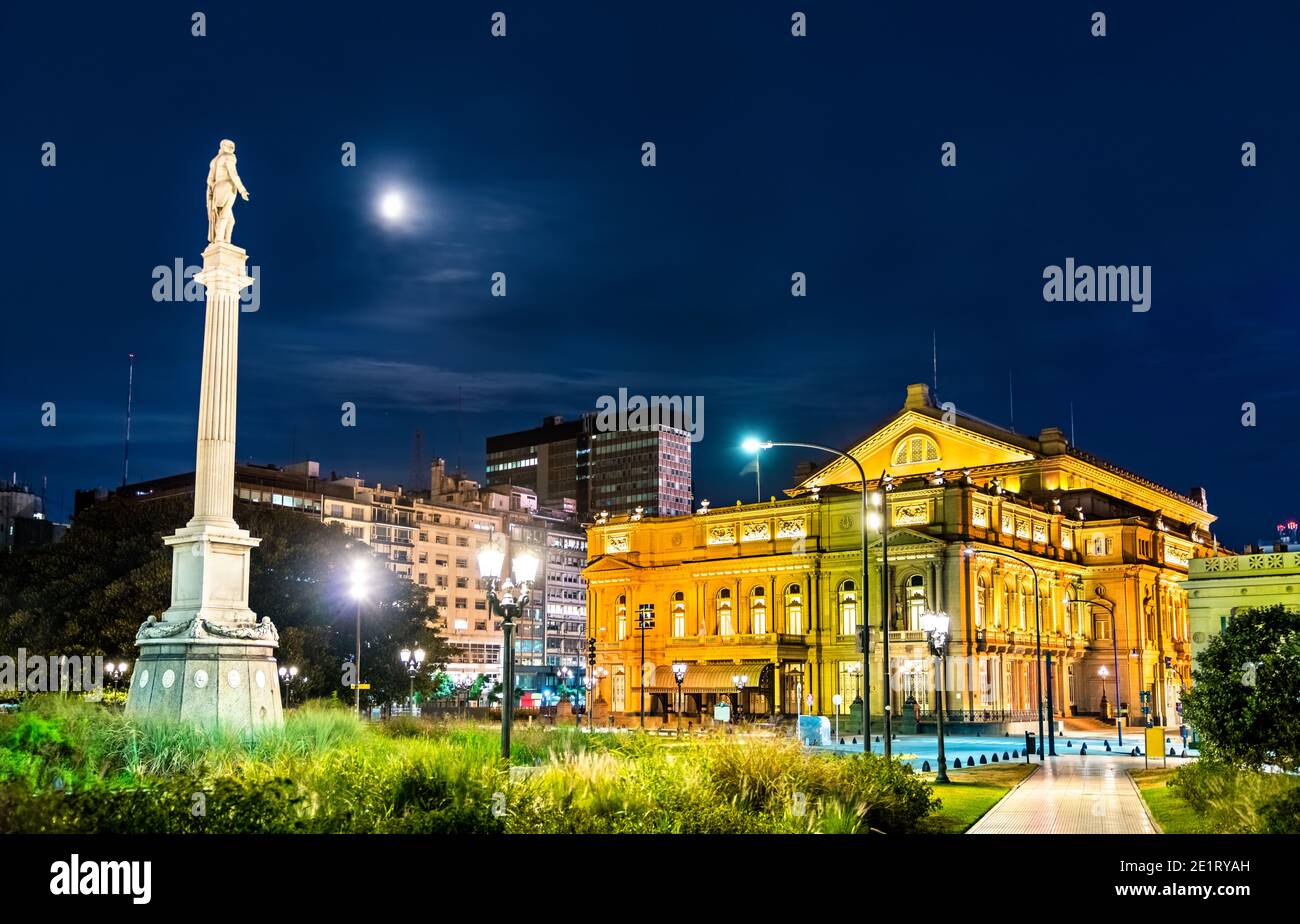 Denkmal für Juan Lavalle und Teatro Colon in Buenos Aires, Argentinien Stockfoto