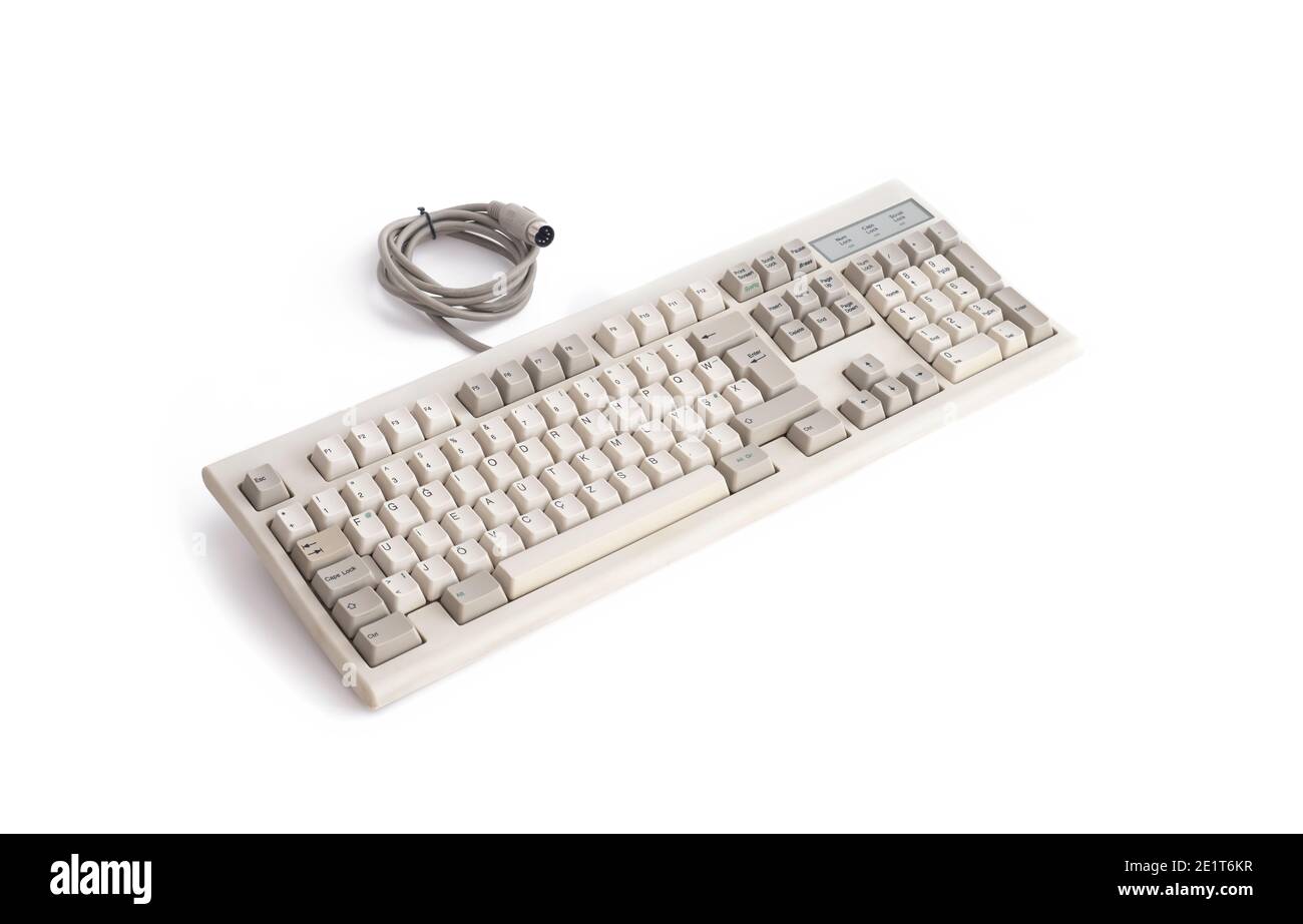 Vintage Mechanical Computer Keyboard Isoliert Auf Weißem Hintergrund Stockfoto