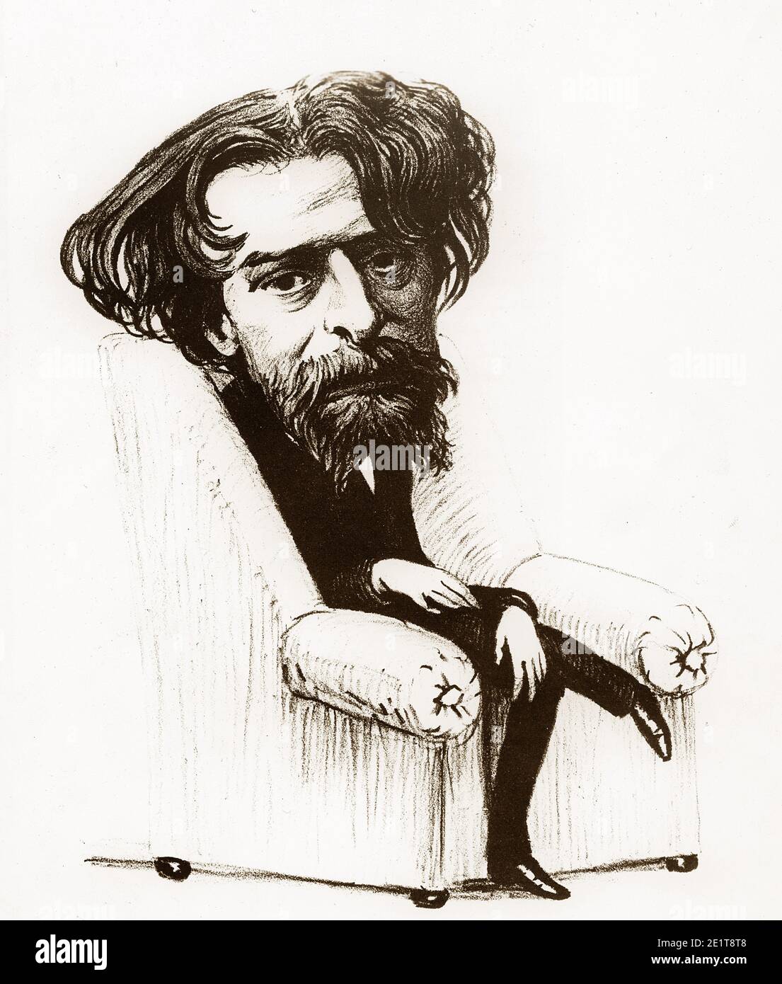 Karikatur von Alphonse Daudet aus der « Serie des 'Immortels passés, présents ou futurs' von Vallotton, Félix (1865-1925). Stockfoto