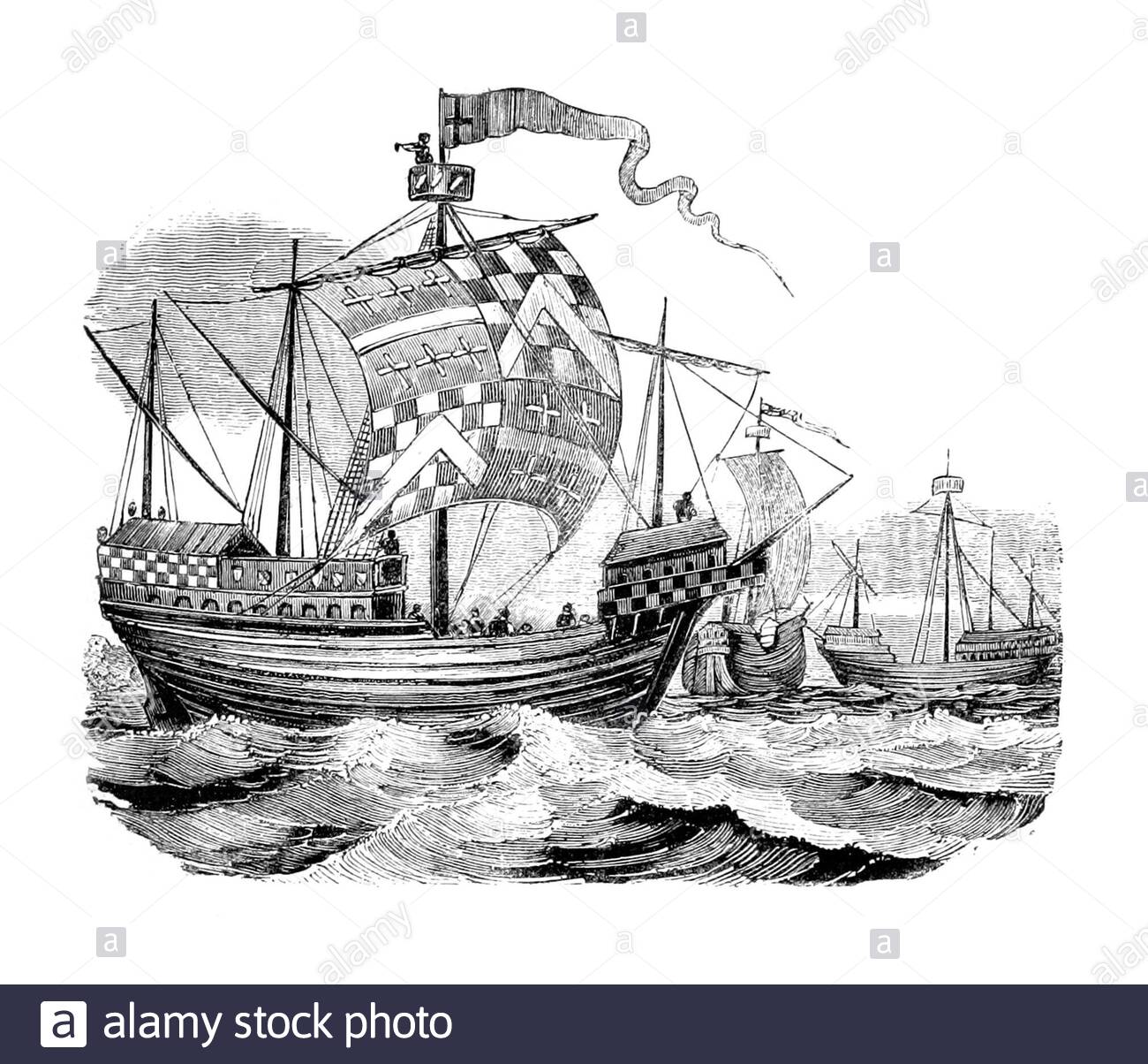 Schiff aus der Zeit Eduards IV., 1442 1483, VintageIllustration von