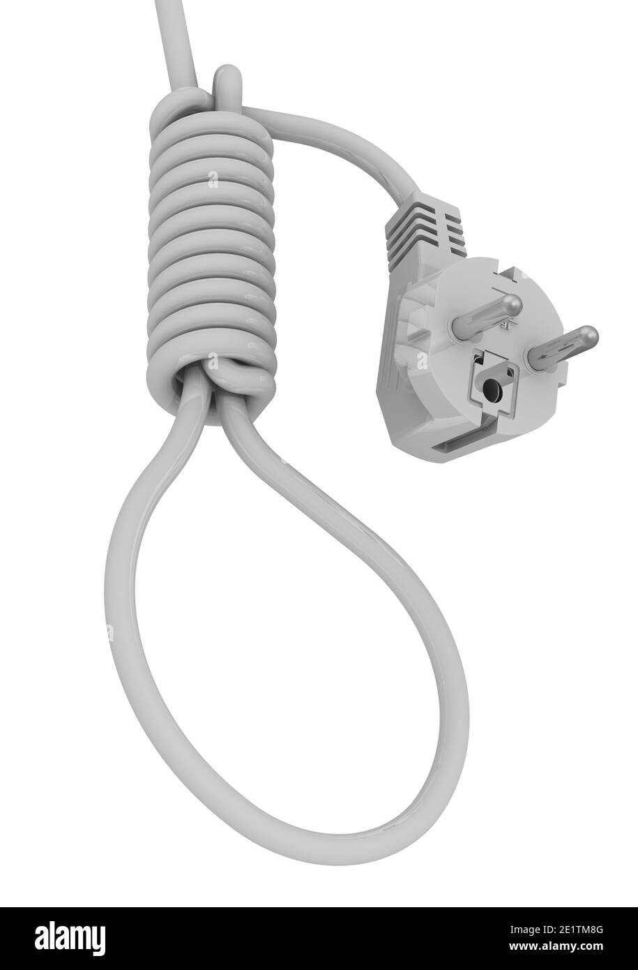 Slipknot aus weißem Netzkabel. Das Konzept der hohen Preise für Strom Stockfoto
