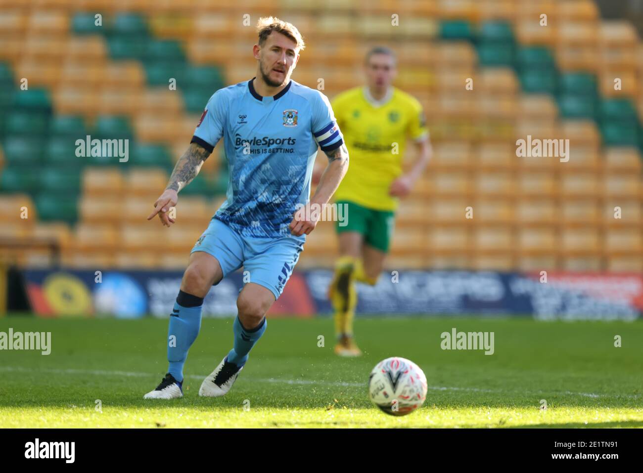 9. Januar 2021; Carrow Road, Norwich, Norfolk, England, English FA Cup Football, Norwich gegen Coventry City; Kyle McFadzean von Coventry City Stockfoto