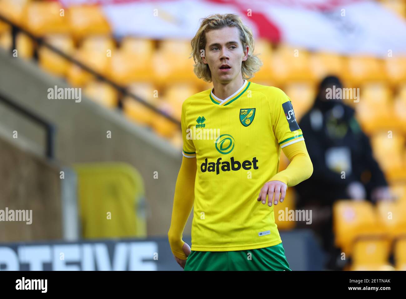 9. Januar 2021; Carrow Road, Norwich, Norfolk, England, English FA Cup Football, Norwich gegen Coventry City; Todd Cantwell von Norwich City Stockfoto