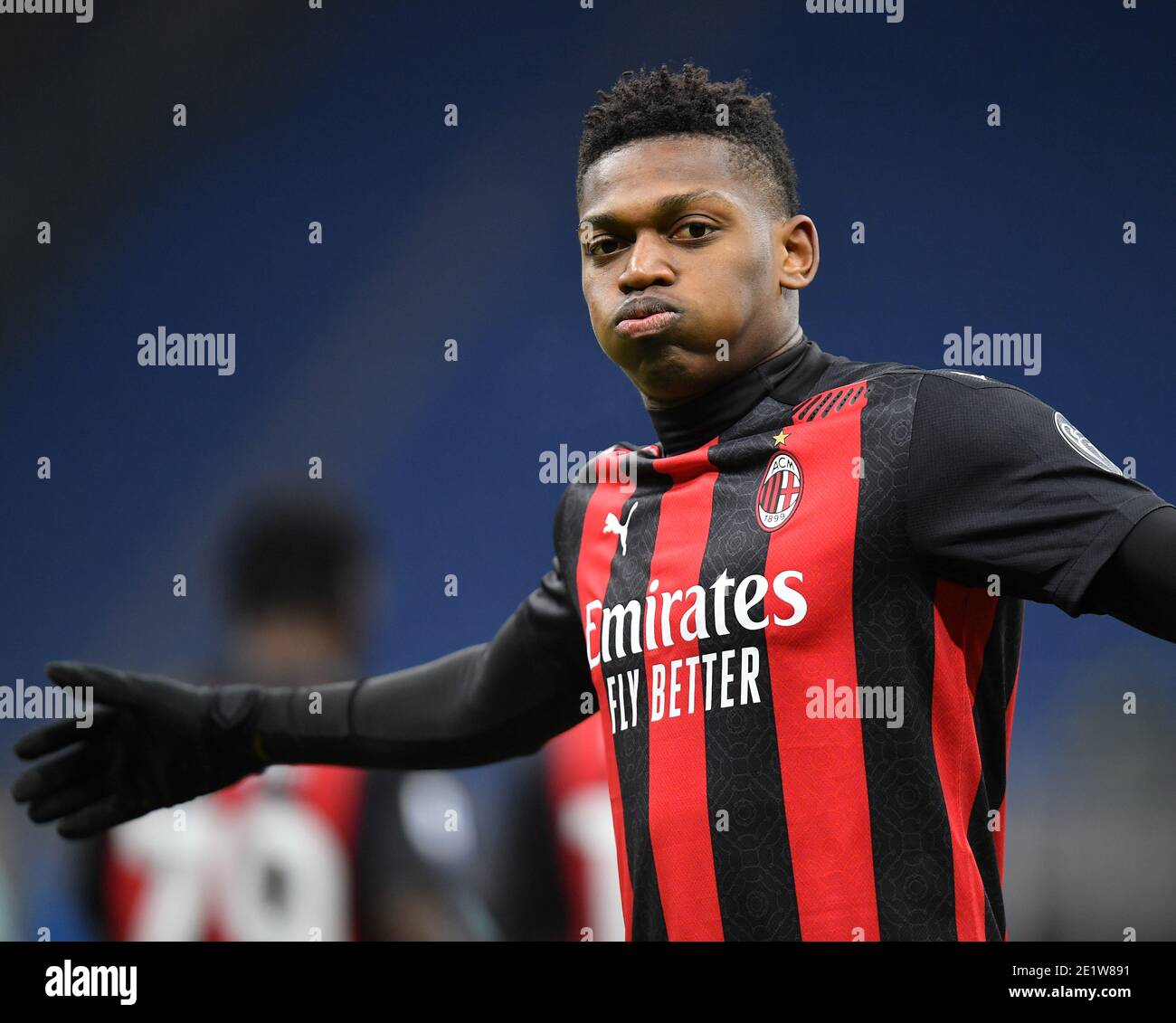 Mailand Italien Januar 2021 Rafael Leao Von Ac Mailand Feiert Sein Tor Bei Einem Fussballspiel Der Serie A Zwischen Ac Mailand Und Turin In Mailand Italien 9 Januar 2021 Quelle Alberto Lingria Xinhua Alamy