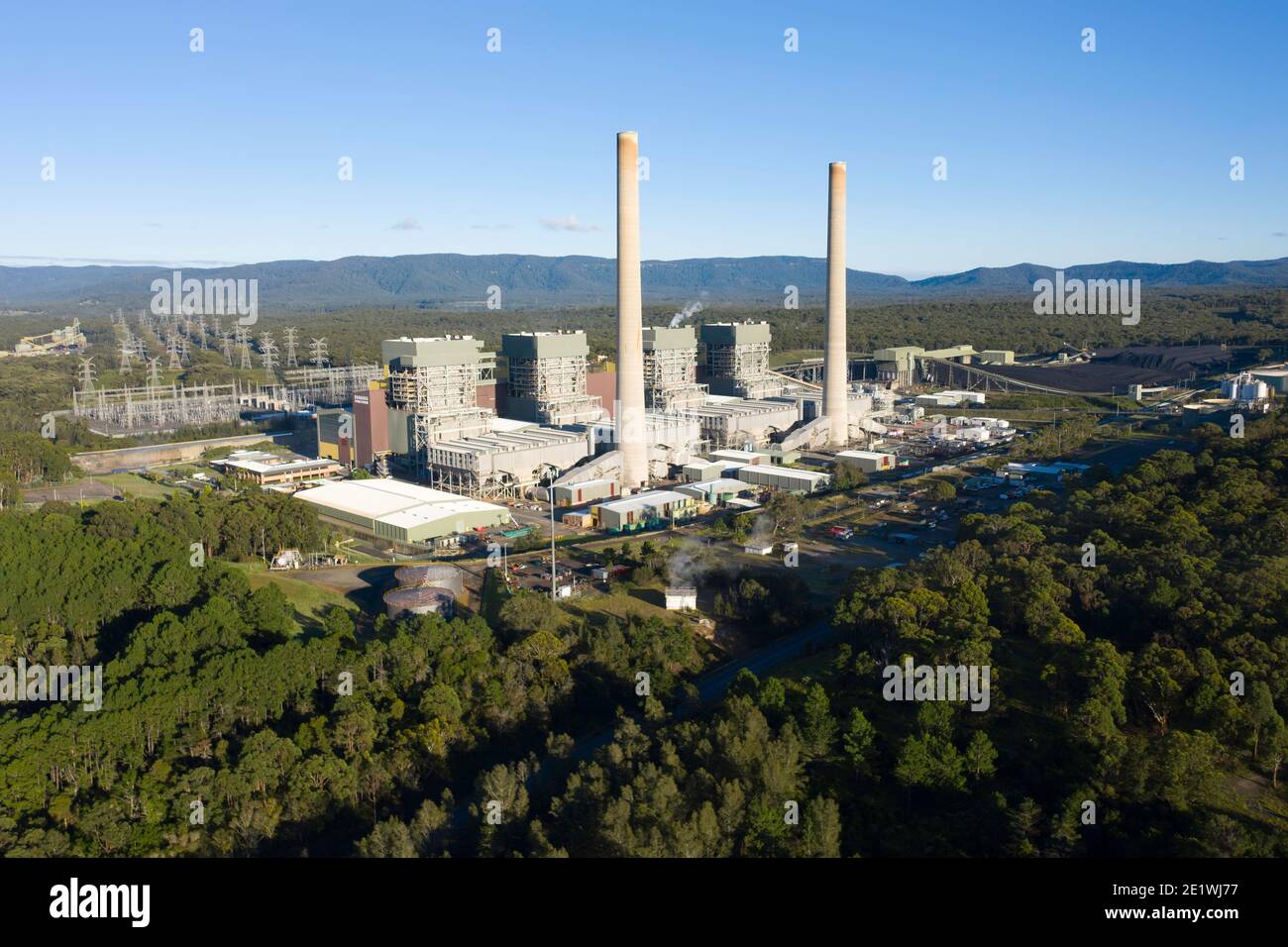 Luftaufnahme des Kohlekraftwerks Eraring, Australien Stockfoto