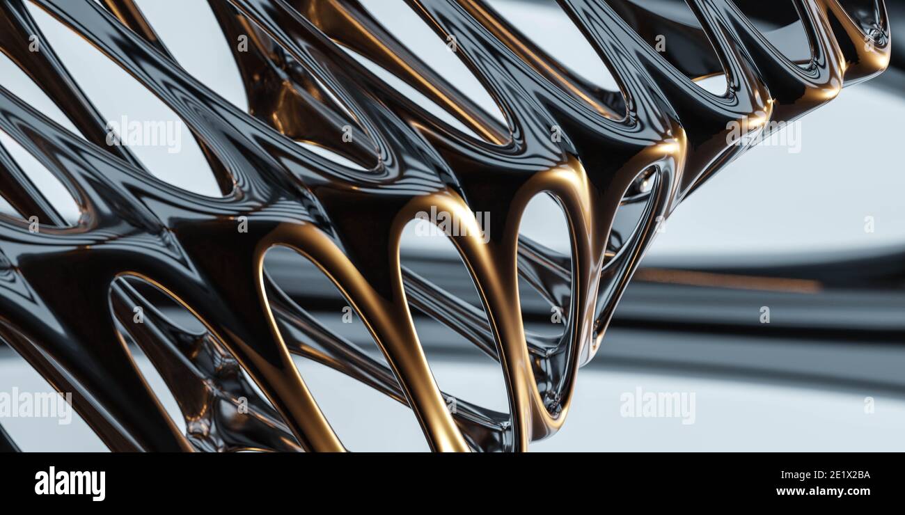 Absract futuristisches modernes Design geometrische Form mit Kurven 3d-Rendering Abbildung Stockfoto