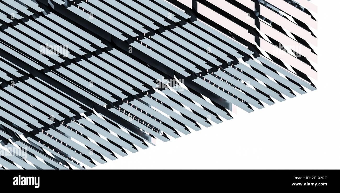 Abstrakte Stahl Metall Architektur geometrische Form mit Würfeln und Reflexionen 3d Render Illustration modernes minimalistisches Design Stockfoto
