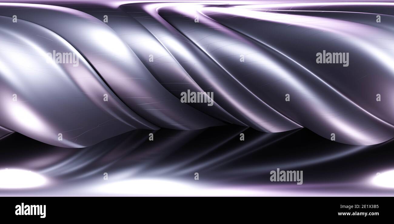 Abstrakt Chrom Stahl Metall Oberfläche Kurve geometrische Form Hintergrund Tapete 3d-Renderdarstellung Stockfoto