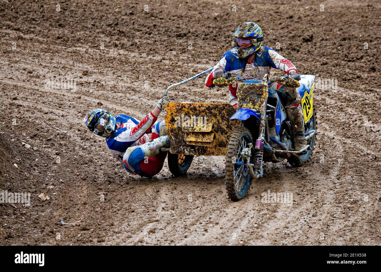 Motorrad-Team bei einem Motocross-Rennen, Schnaitheim, Baden-Württemberg, Deutschland Stockfoto