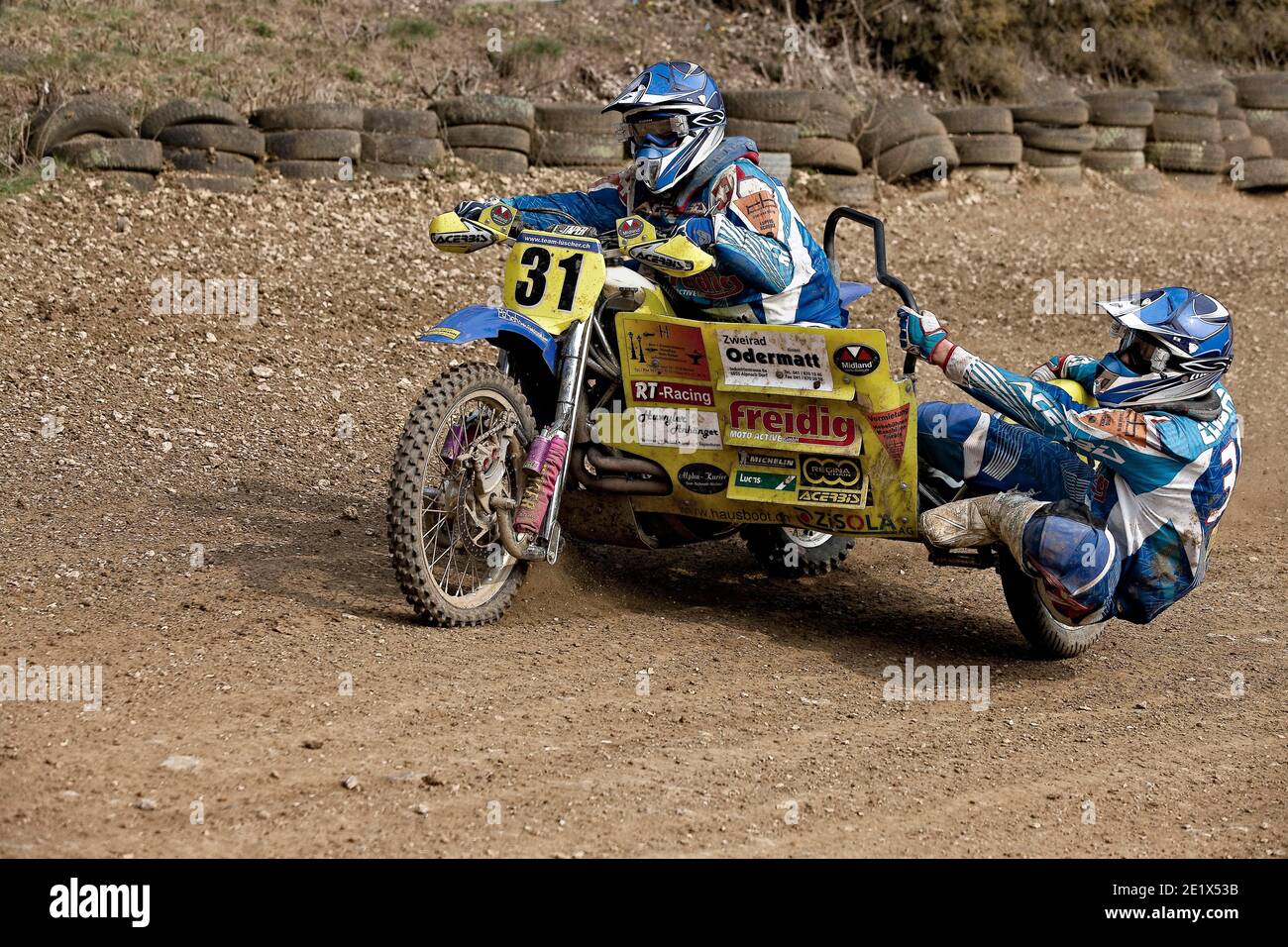 Motorrad-Team bei einem Motocross-Rennen, Schnaitheim, Baden-Württemberg, Deutschland Stockfoto