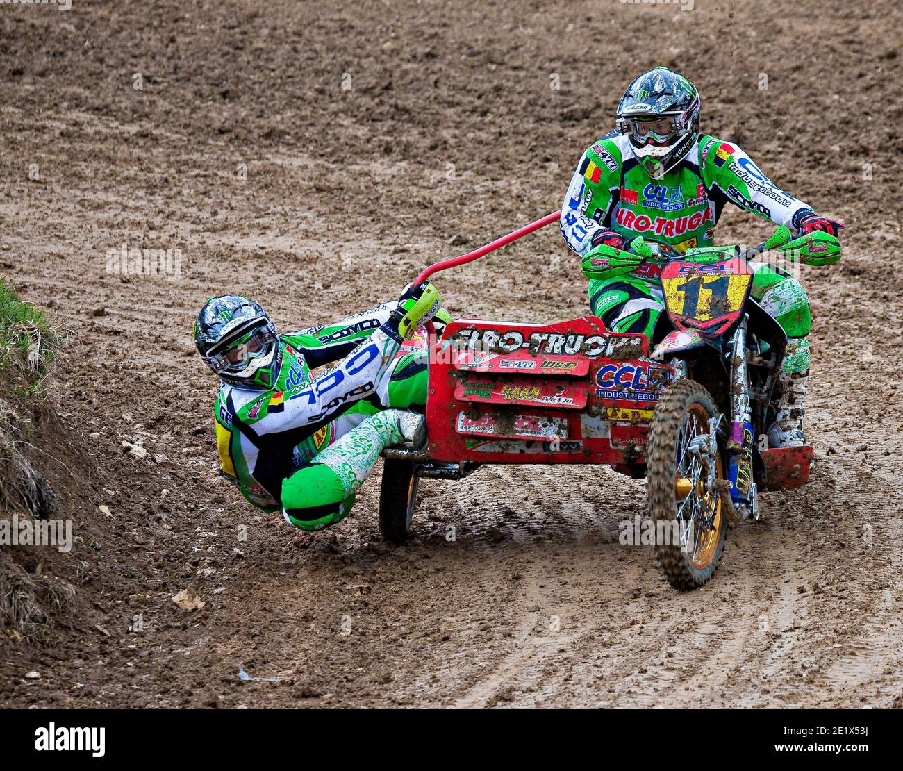 Motorrad-Team bei einem Motocross-Rennen, Schnaitheim, Baden-Württemberg, Deutschland Stockfoto