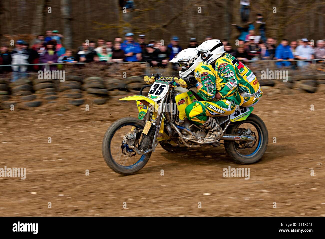 Motorrad-Team bei einem Motocross-Rennen, Schnaitheim, Baden-Württemberg, Deutschland Stockfoto