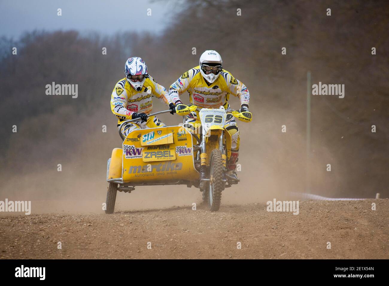 Motorrad-Team bei einem Motocross-Rennen, Schnaitheim, Baden-Württemberg, Deutschland Stockfoto