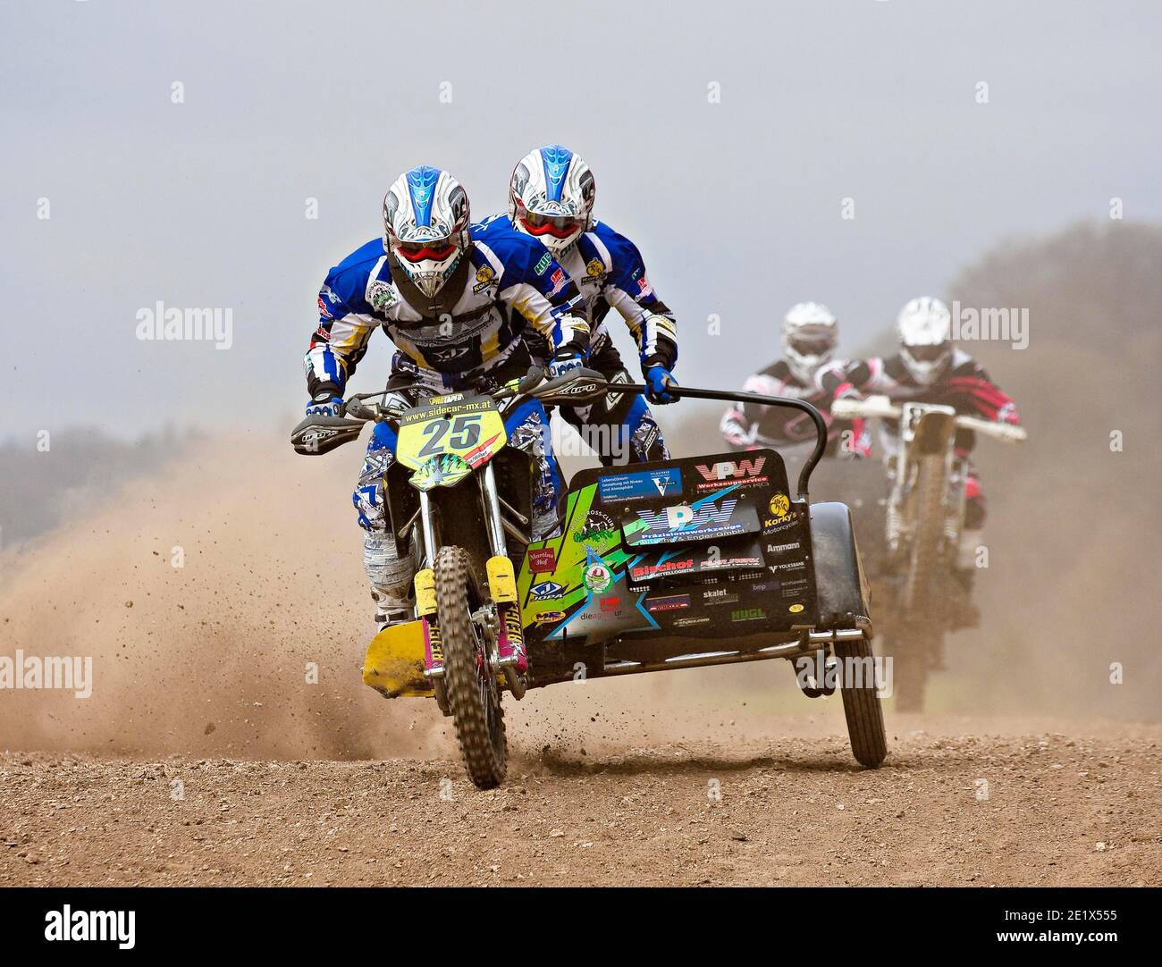 Motorrad-Team bei einem Motocross-Rennen, Schnaitheim, Baden-Württemberg, Deutschland Stockfoto