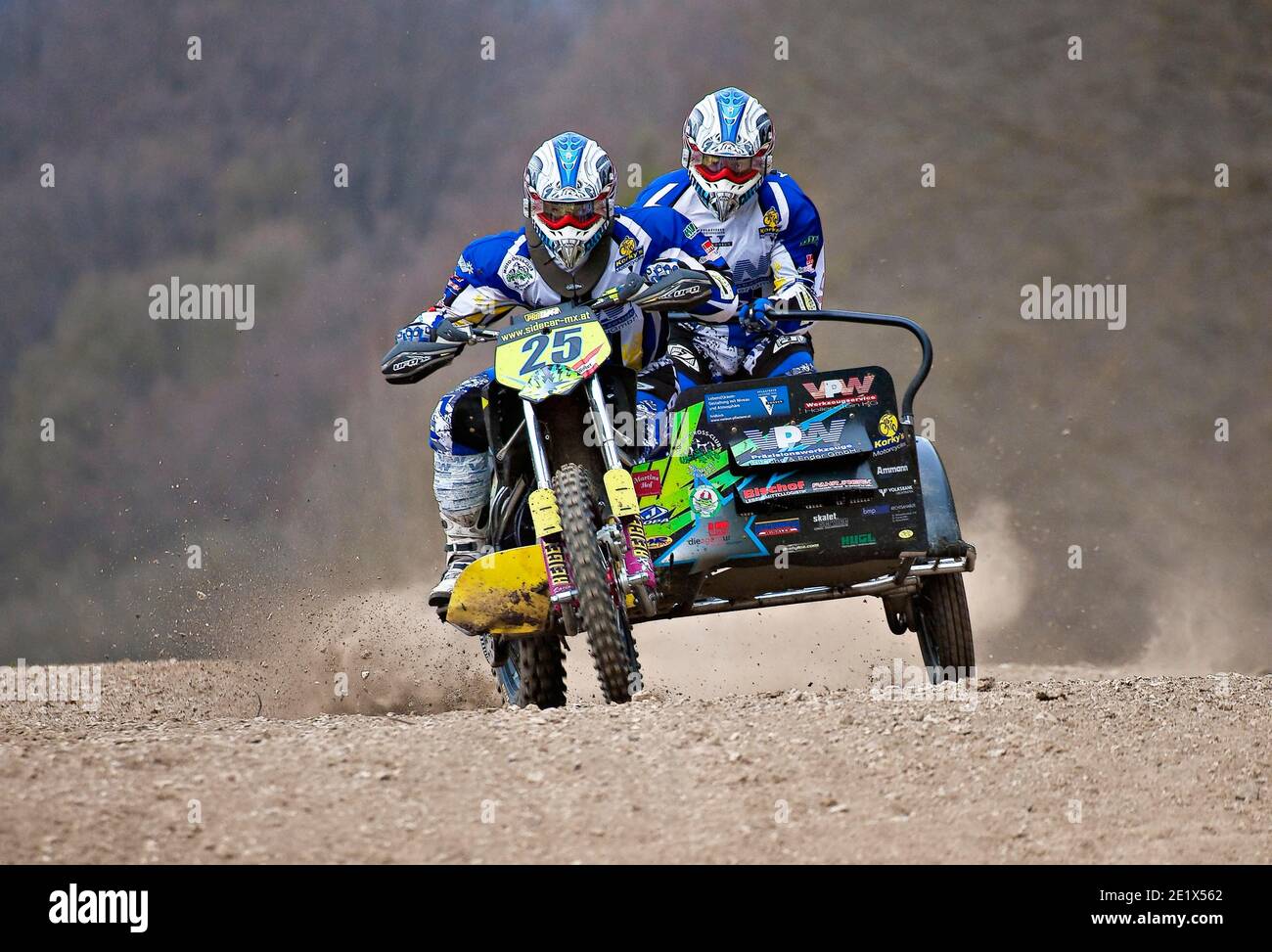 Motorrad-Team bei einem Motocross-Rennen, Schnaitheim, Baden-Württemberg, Deutschland Stockfoto