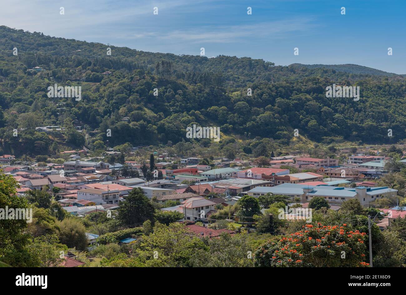 Blick auf das Tal und die Stadt Boquete, Chiriqui, Panama Stockfoto