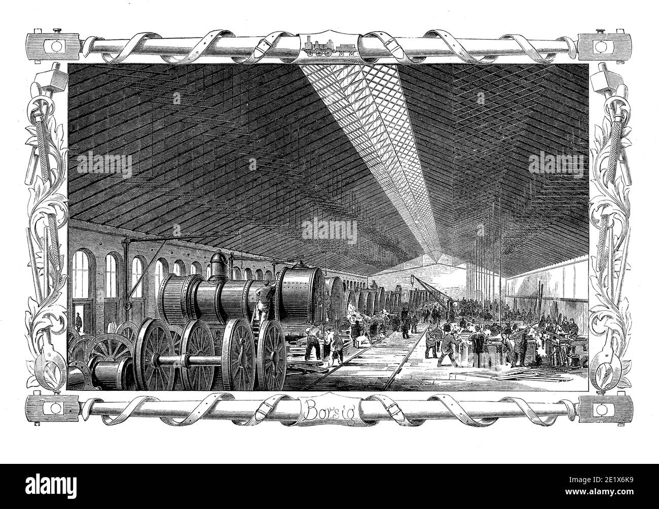 Werkzeugmaschinenfabrik von August Borsig in Berlin : Lokomotive Halle, 19. Jahrhundert Stockfoto